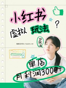 小红书虚拟玩法(铺货流和单品玩法)，单店月利润3000+，IP打法+原创商品(0违规)-聊项目