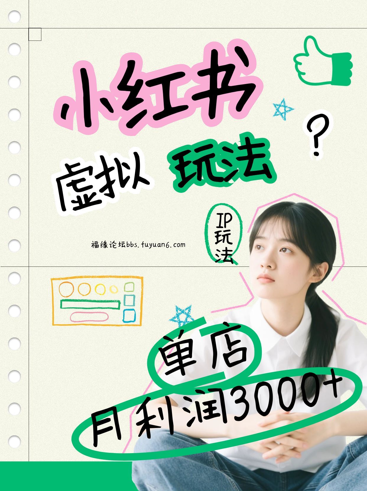 小红书虚拟玩法(铺货流和单品玩法)，单店月利润3000+，IP打法+原创商品(0违规)-聊项目