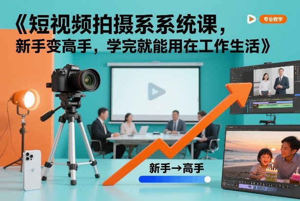 短视频拍摄系统课，新手变高手，学完就能用在工作生活-聊项目