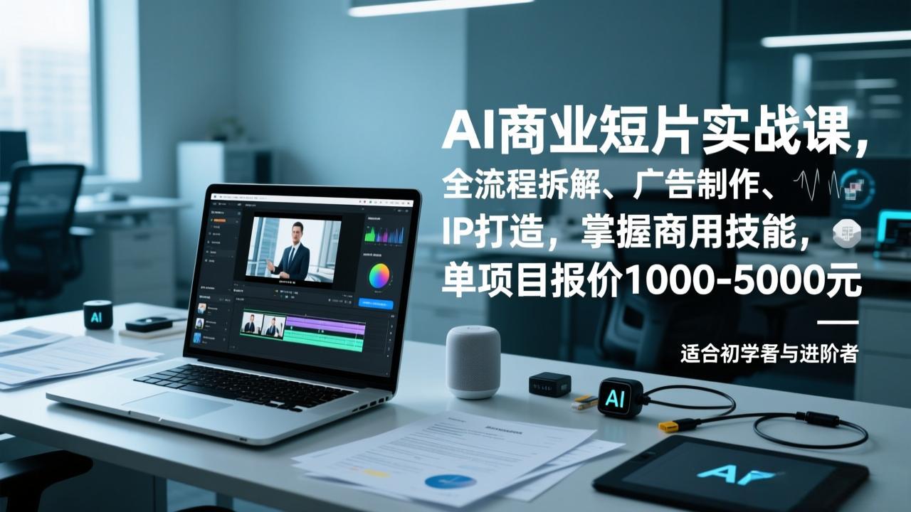 AI商业短片实战课，全流程拆解、广告制作、IP打造，掌握商用技能，单项目报价1000-5000元-聊项目