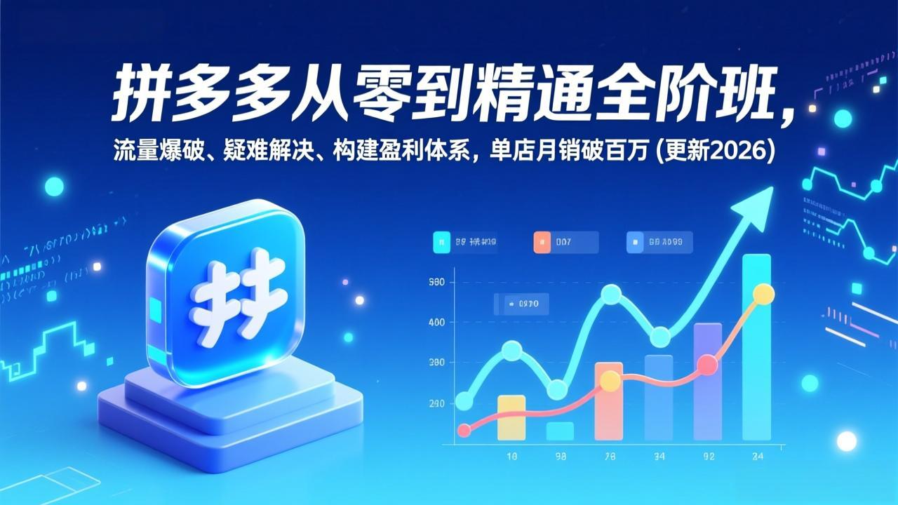 拼多多从零到精通全阶班，流量爆破、疑难解决，构建盈利体系，单店月销破百万(更新2026-聊项目