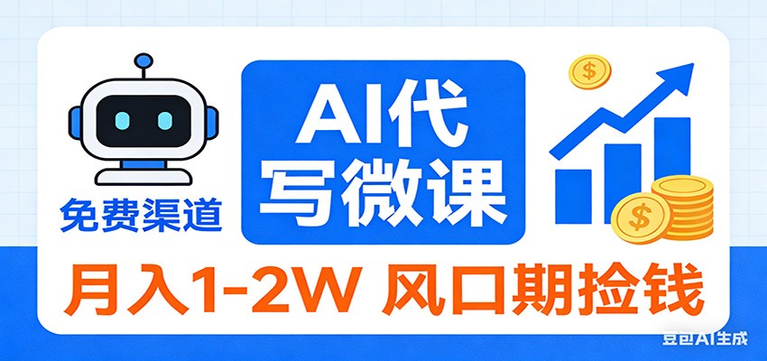 2026告别打工！AI 代写微课，提供免费渠道，月入 1-2W 风口期捡钱-聊项目