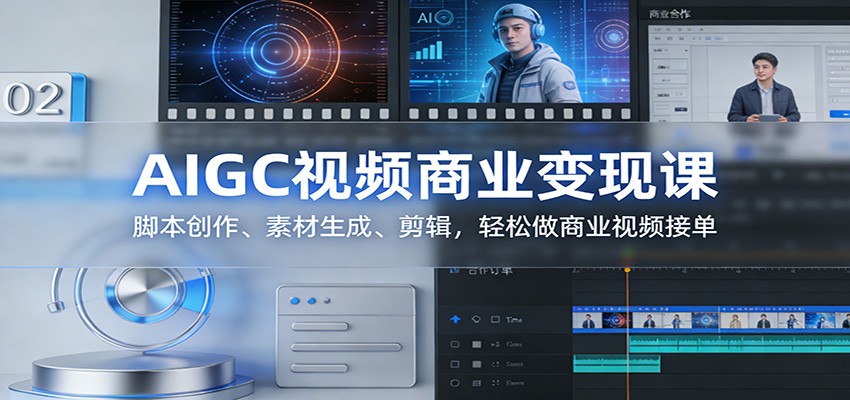 AIGC视频商业变现课：脚本创作、素材生成、剪辑，轻松做商业视频接单-聊项目