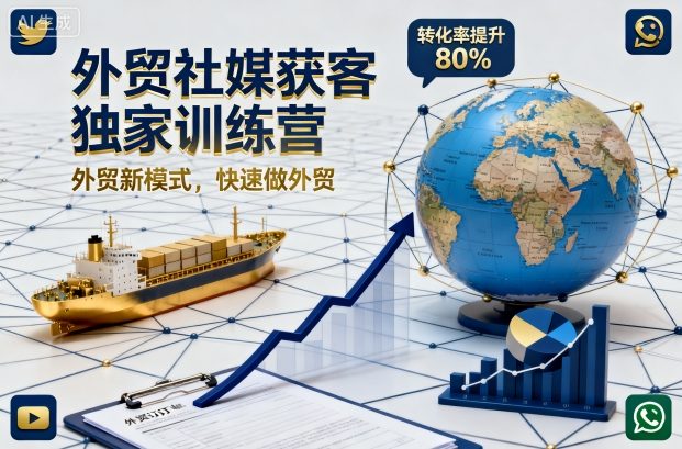 外贸社媒获客独家训练营，外贸新模式，快速做外贸(更新26年2月)-聊项目