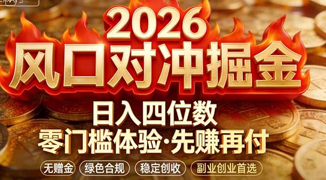2026美金对冲套利，无赠金对冲策略保驾护航，低门槛易上手实操。单人单日收益2000+-聊项目