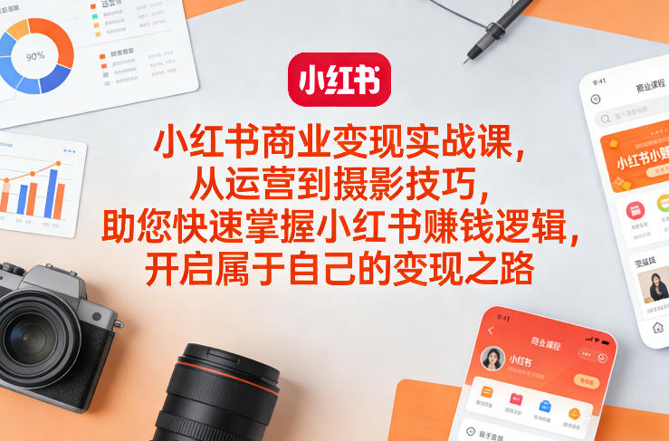 小红书商业变现实战课，从运营到摄影技巧，助您快速掌握小红书賺钱逻辑，开启属于自己的变现之路-聊项目