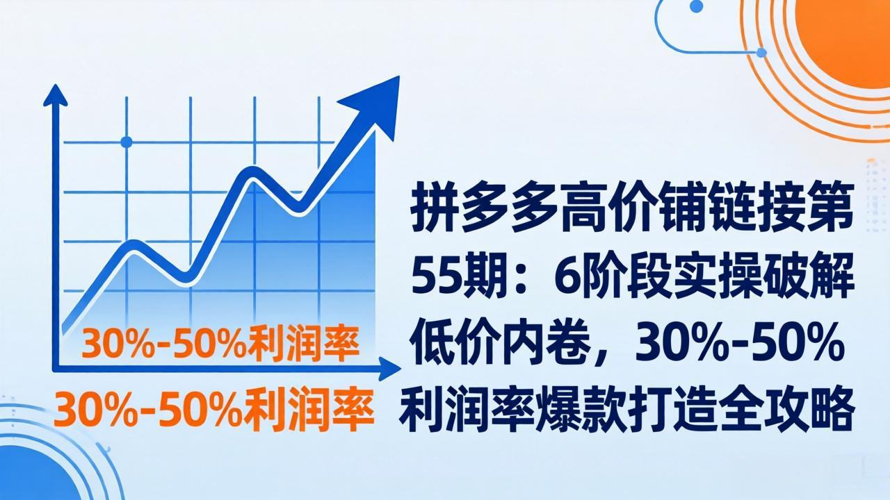 拼多多高价铺链接第55期：6阶段实操破解低价内卷，30%-50%利润率爆款打造全攻略-聊项目