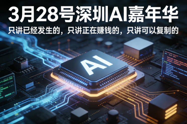 3月28号深圳AI嘉年华，只讲已经发生的，只讲正在賺钱的，只讲可以复制的-聊项目