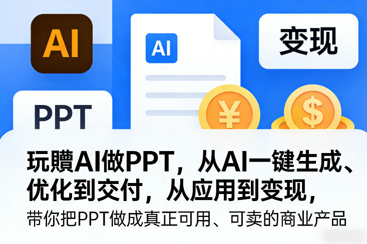 玩賺AI做PPT，从AI一键生成、优化到交付，从应用到变现，带你把PPT做成真正可用、可卖的商业产品(更新0401)-聊项目