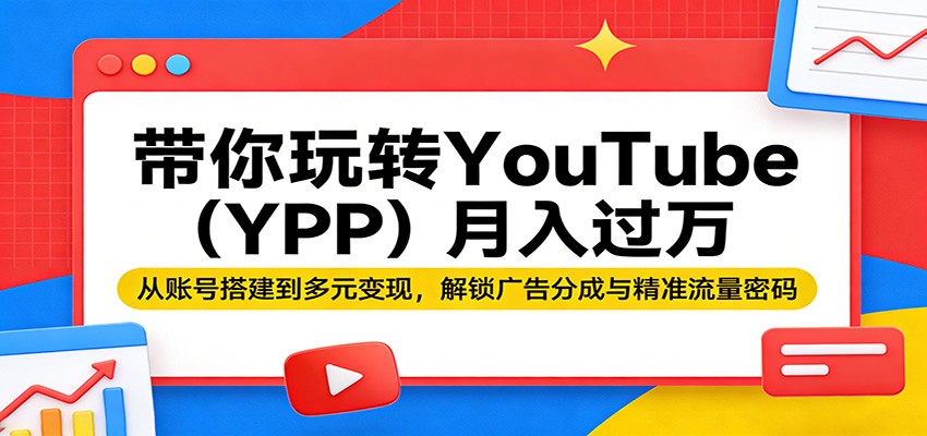 带你玩转YouTube(YPP)月入过万：从账号搭建到多元变现，解锁广告分成与精准流量密码-聊项目