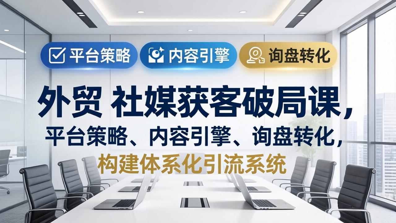 外贸 社媒获客破局课，平台策略、内容引擎、询盘转化，构建体系化引流系统(更新26年3月-聊项目