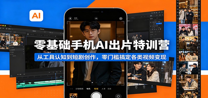 零基础手机AI出片特训营：从工具认知到短剧创作，零门槛搞定各类视频变现-聊项目