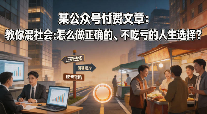 某公众号付费文章：教你混社会：怎么做正确的、不吃亏的人生选择？-聊项目