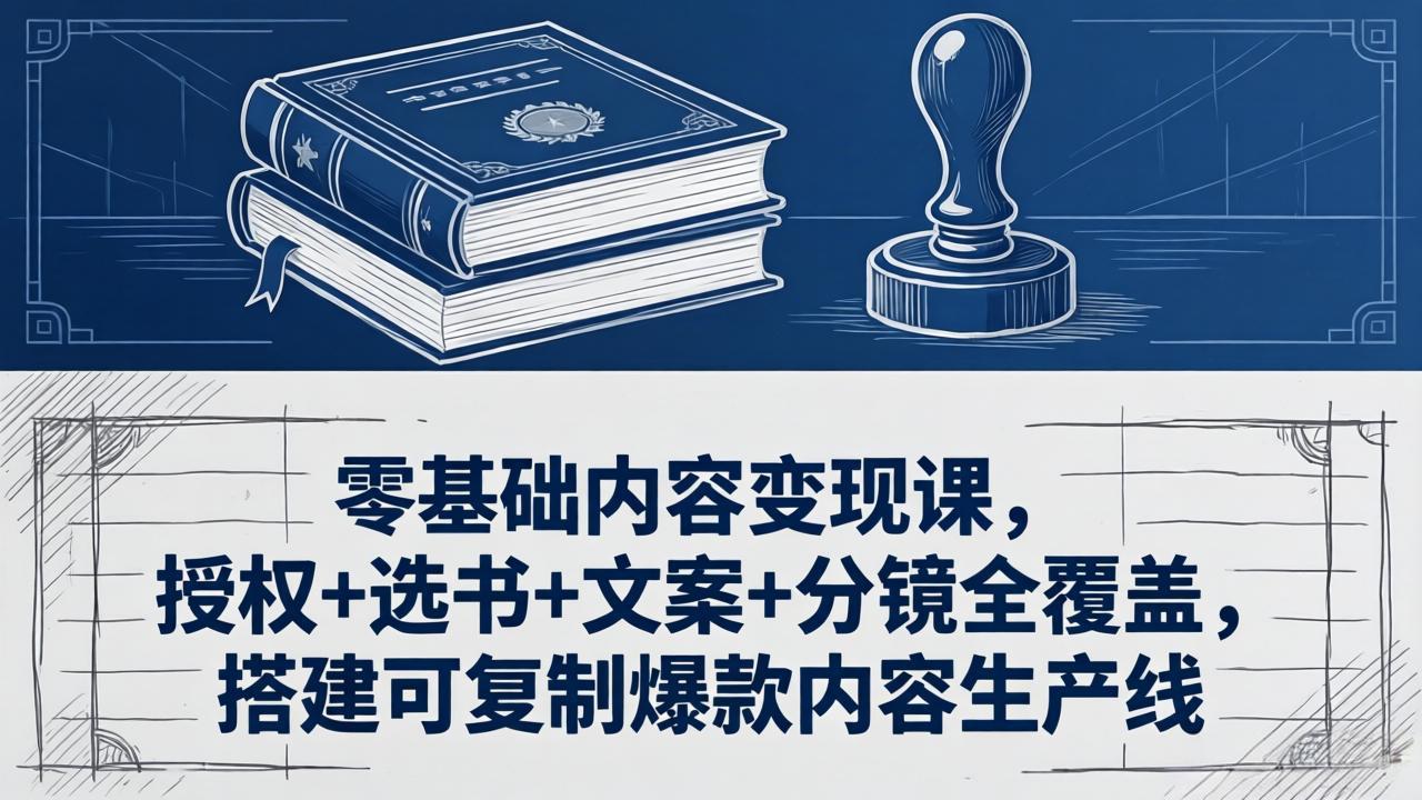 零基础内容变现课，授权+选书+文案+分镜全覆盖，搭建可复制爆款内容生产线-聊项目