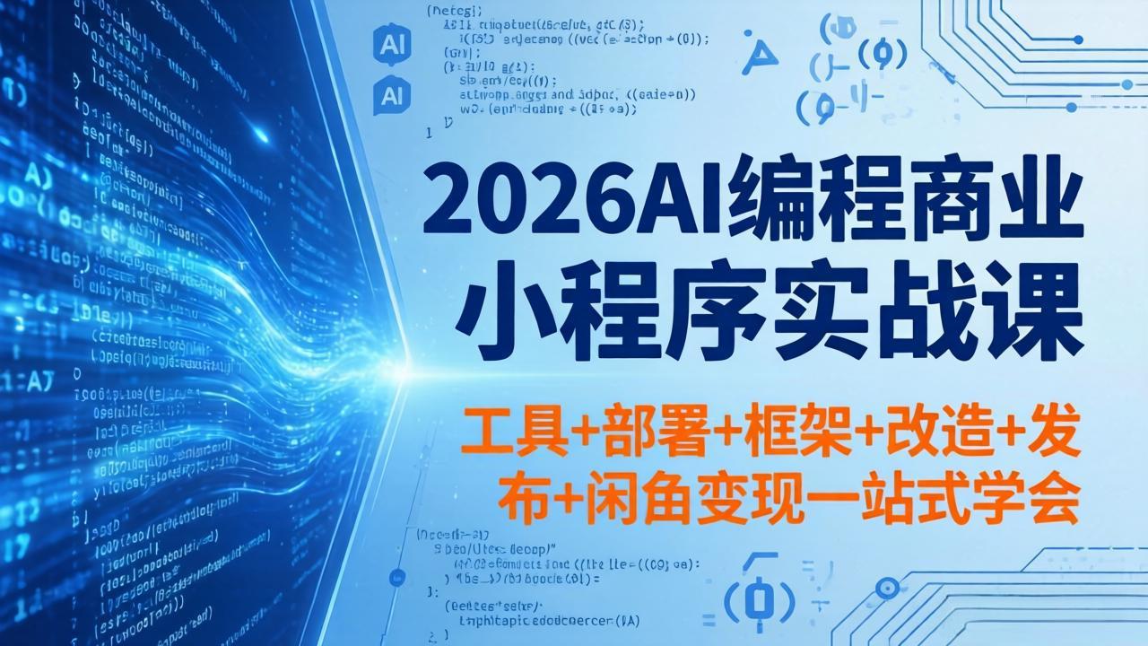 2026AI编程商业小程序实战课，工具+部署+框架+改造+发布+闲鱼变现一站式学会-聊项目