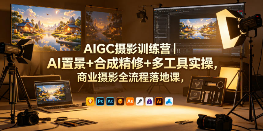AIGC摄影训练营｜AI置景+合成精修+多工具实操，商业摄影全流程落地课-聊项目