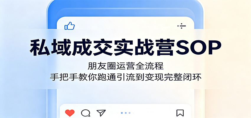私域成交实战营SOP：朋友圈运营全流程，手把手教你跑通引流到变现完整闭环-聊项目