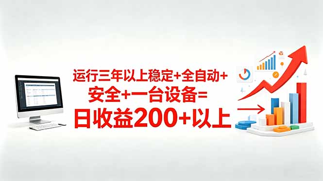 三年以上稳定+全自动+安全+一台设备=日收益200+-聊项目