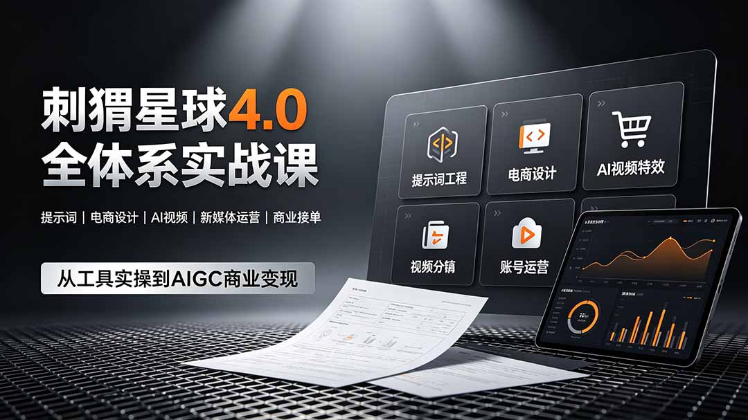 刺猬星球4.0全体系实战课，覆盖提示词工程、电商设计、AI视频特效与新媒体运营，一站式掌握AIGC商业核心技能-聊项目