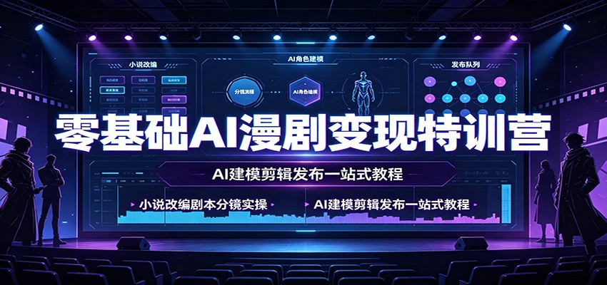 零基础AI漫剧变现特训营：小说改编剧本分镜实操，AI建模剪辑发布一站式教程-聊项目