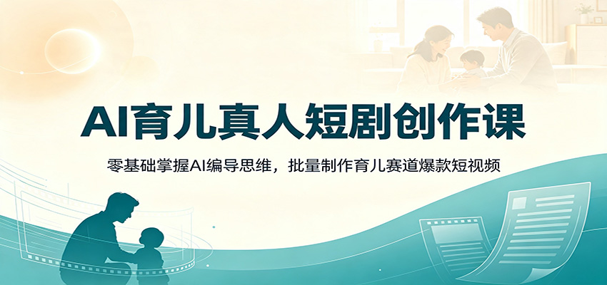 AI育儿真人短剧创作课：零基础掌握AI编导思维，批量制作育儿赛道爆款短视频-聊项目