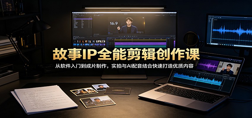 故事IP全能剪辑创作课：从软件入门到成片制作，实拍与AI配音结合快速打造优质内容-聊项目