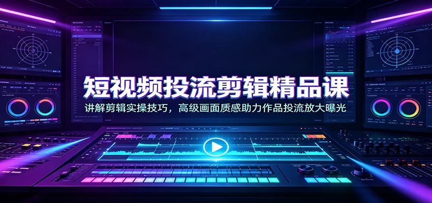 短视频投流剪辑精品课：讲解剪辑实操技巧，高级画面质感助力作品投流放大曝光-聊项目