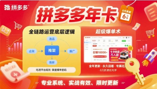 拼多多年卡，拼多多全链路运营底层逻辑，超级爆单术【更新26年8月】-聊项目