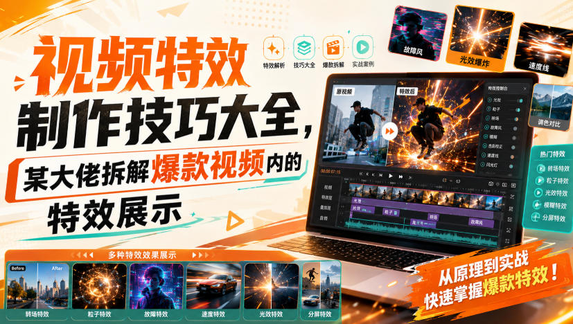 视频特效制作技巧大全，某大佬拆解爆款视频内的特效展示-聊项目