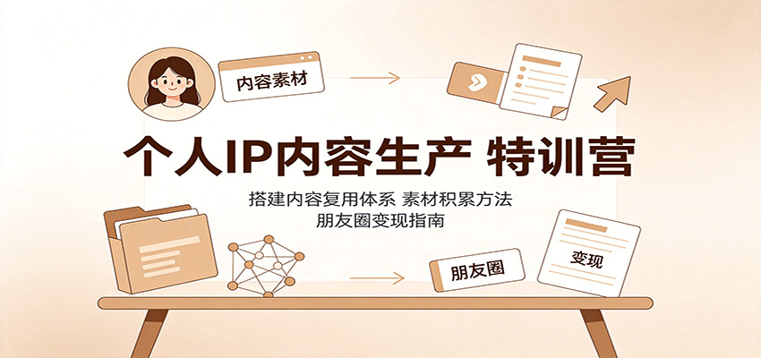 个人IP内容生产特训营：搭建内容复用体系，素材积累方法，朋友圈变现指南-聊项目