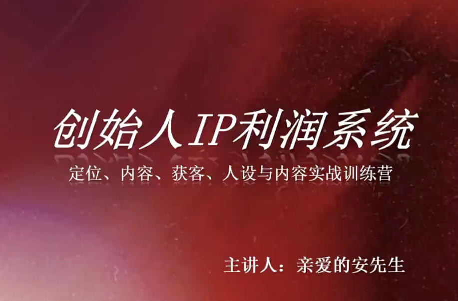 创始人IP利润系统8月训练营，定位、内容、获客、人设与内容实战训练营-聊项目