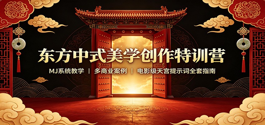 东方中式美学创作特训营：MJ系统教学，多商业案例，电影级天宫提示词全套指南-聊项目