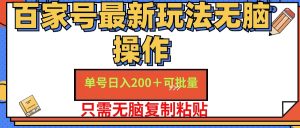 (11909期)百家号 单号一天收益200+,目前红利期,无脑操作最适合小白-聊项目
