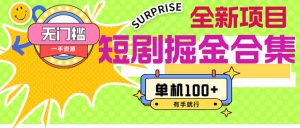 （11999期）短剧掘金合集2.0  无门槛没成本 有手就行 单机100+-聊项目