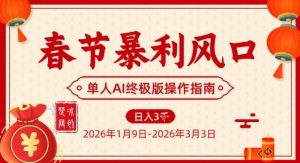 春节暴利风口项目,单人AI落地翻身终极版实操-聊项目