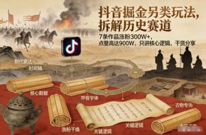 抖音掘金另类玩法,拆解历史赛道,7条作品涨粉300W+,点赞量高达900W,只讲核心逻辑,干货分享-聊项目