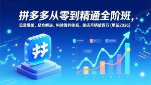 拼多多从零到精通全阶班，流量爆破、疑难解决，构建盈利体系，单店月销破百万(更新2026-聊项目