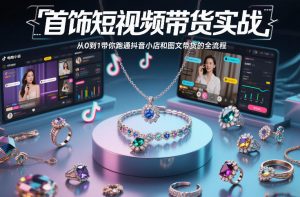 首饰短视频带货实战，从0到1带你跑通抖音小店和图文带货的全流程-聊项目