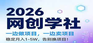 2026一边做项目，一边卖项目，稳定月入1-5W，告别换项目-聊项目