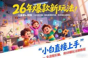 26年爆款新玩法,儿童科普AI视频,全流程实操,轻松做爆款内容,小白直接上手,附详细玩法教程-聊项目