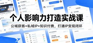 个人影响力打造实战课:公域获客+私域IP+知识付费,打通IP变现闭环-聊项目