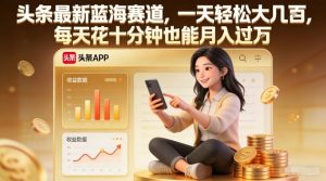 头条最新蓝海赛道,一天轻松大几张,每天花十分钟也能月入过1W【揭秘】-聊项目