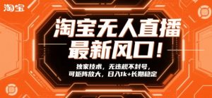 淘宝无人直播最新风口!独家技术,无违规不封号,可矩阵放大,日入1k+长期稳定【揭秘】-聊项目