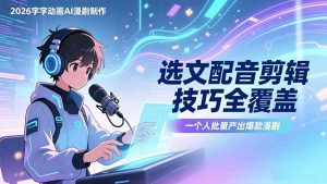 2026字字动画AI漫剧制作-1期,选文配音剪辑技巧全覆盖,一个人就能批量产出爆款漫剧-聊项目