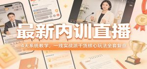 最新内训直播,4天系统教学,一线实战派干货核心玩法全套复盘-聊项目