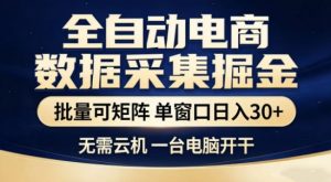 独家电商数据全自动采集项目,批量可矩阵,单窗口轻松日入3张+【揭秘】-聊项目
