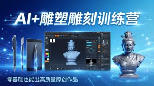 AI+雕塑雕刻训练营:从AI创作、大模型训练到3D雕刻 + 渲染,零基础也能出高质量原创作品-聊项目