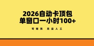 2026自动卡顶包玩法，单窗口一小时100+，可矩阵操作，无需人工【揭秘】-聊项目