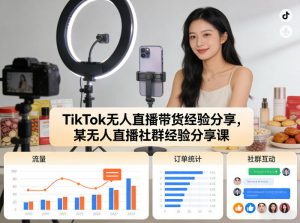 TikTok无人直播带货经验分享,某无人直播社群经验分享课-聊项目