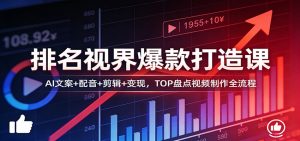 排名视界爆款打造课:AI文案+配音+剪辑+变现,TOP盘点视频制作全流程-聊项目